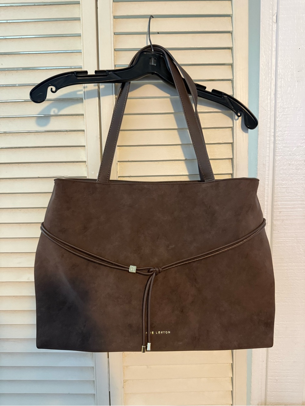 Classic Chocolate Brown Tote with Tie Accent - Unbranded